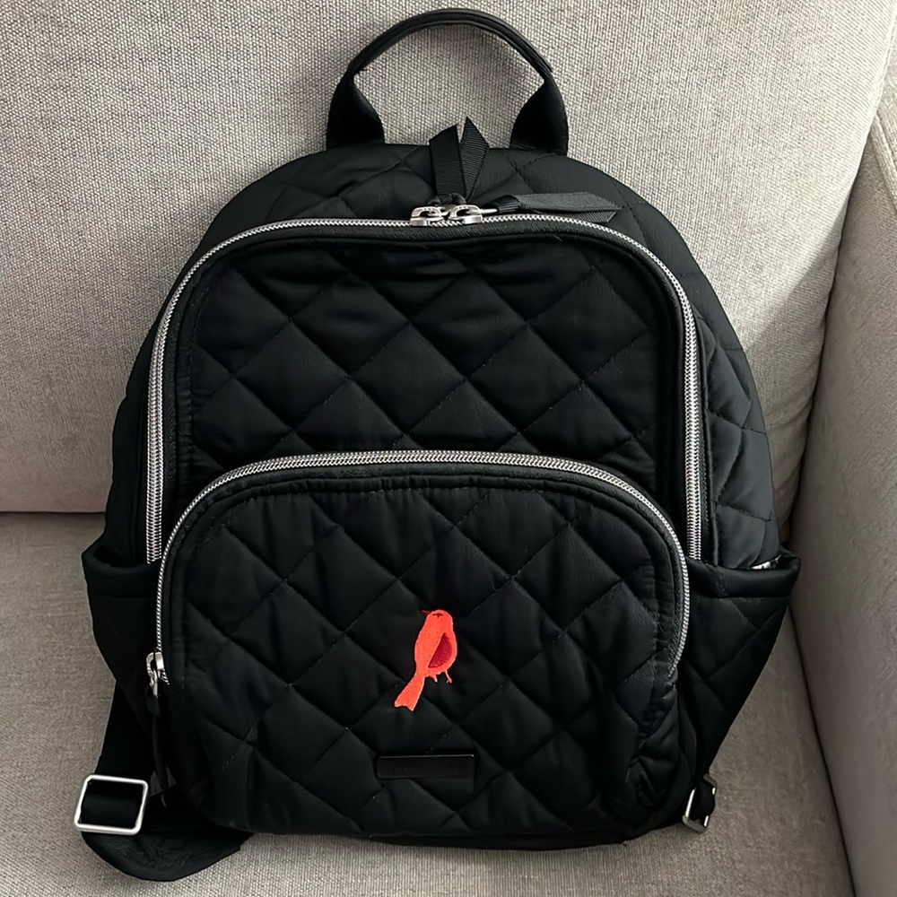 Vera Bradley Small Backpack in Black Performance Twill w/Cardinal NWOT